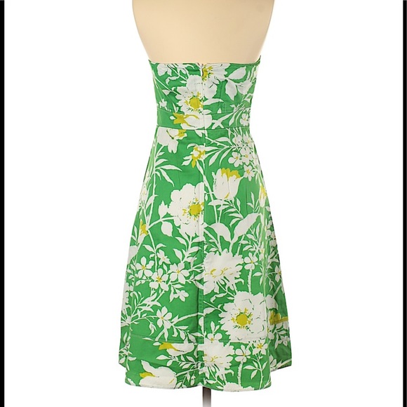 J. crew sz 4 green floral strapless a-line dress - Picture 2 of 8